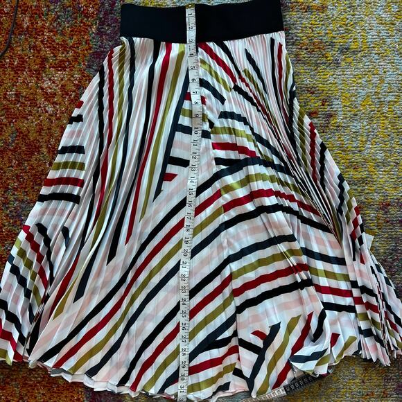 Milly Pleated Midi skirt striped multicolor size 0 - Picture 7 of 8